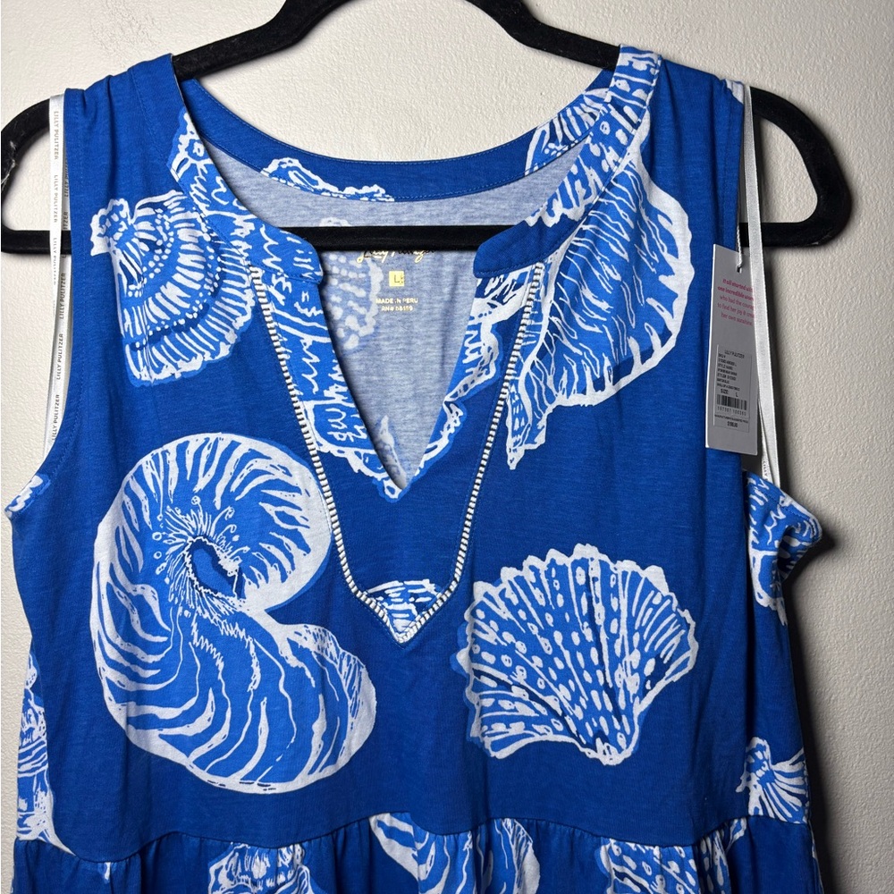 Lilly Pulitzer Syndee Maxi Dress in Barton Blue Shell of a Good Time Size L - Picture 5 of 10